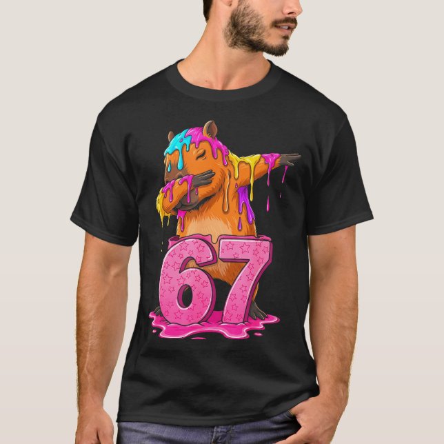 67 Animals Funny 67 Brainrot Youth Kids Capybara 6 T-Shirt (Vorderseite)