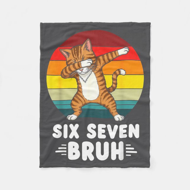 67 Animals Funny 67 Brainrot Youth Kids Cat 67  Fleecedecke (Vorderseite)