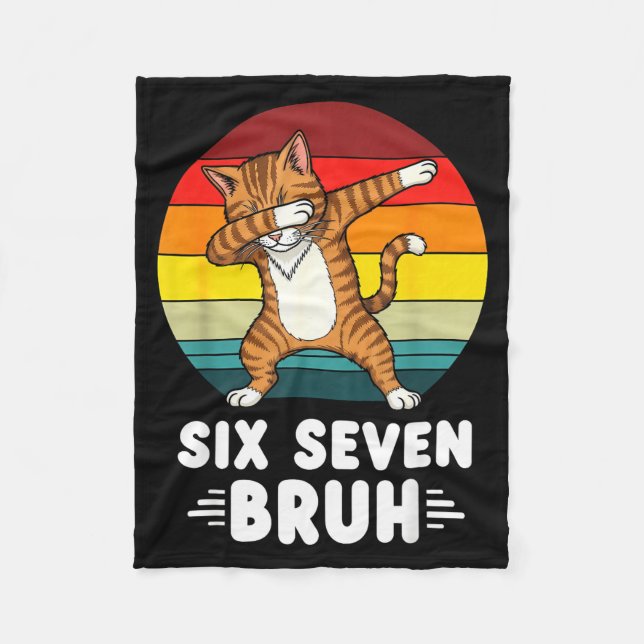 67 Animals Funny 67 Brainrot Youth Kids Cat 67  Fleecedecke (Vorderseite)