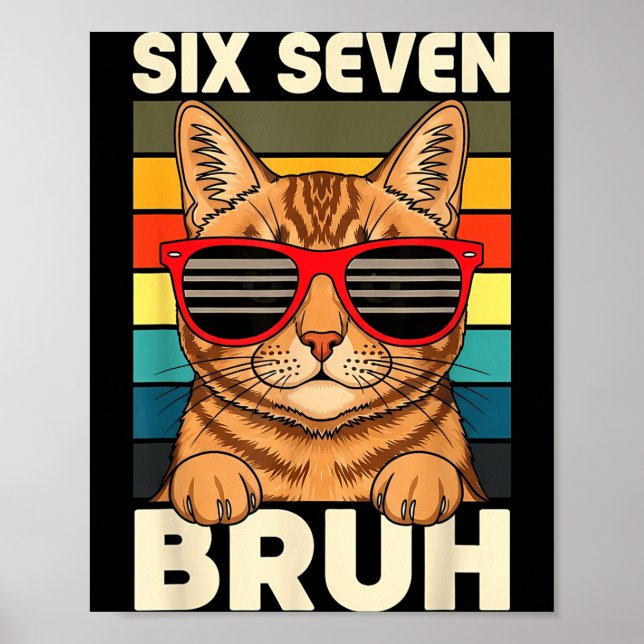 67 Animals Funny 67 Brainrot Youth Kids Cat 67  Poster (Vorne)