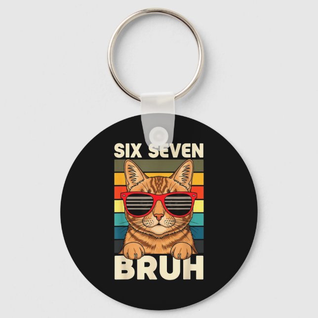 67 Animals Funny 67 Brainrot Youth Kids Cat 67  Schlüsselanhänger (Vorderseite)
