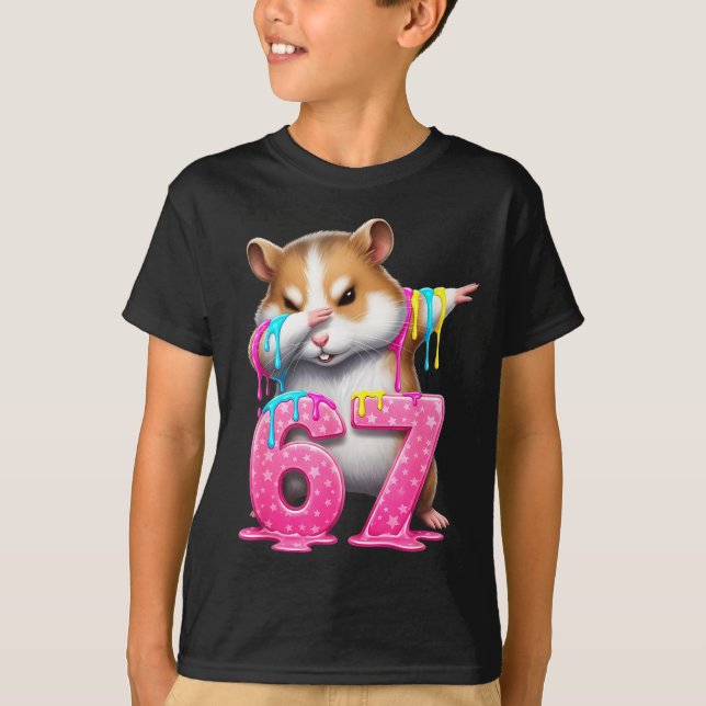 67 Animals Funny 67 Brainrot Youth Kids Hamster 67 T-Shirt (Vorderseite)