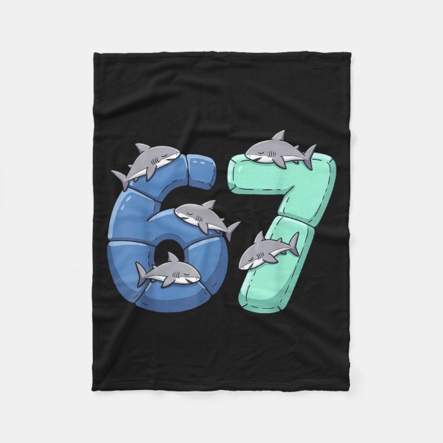 67 Animals Funny 67 Brainrot Youth Kids Shark 67  Fleecedecke (Vorderseite)