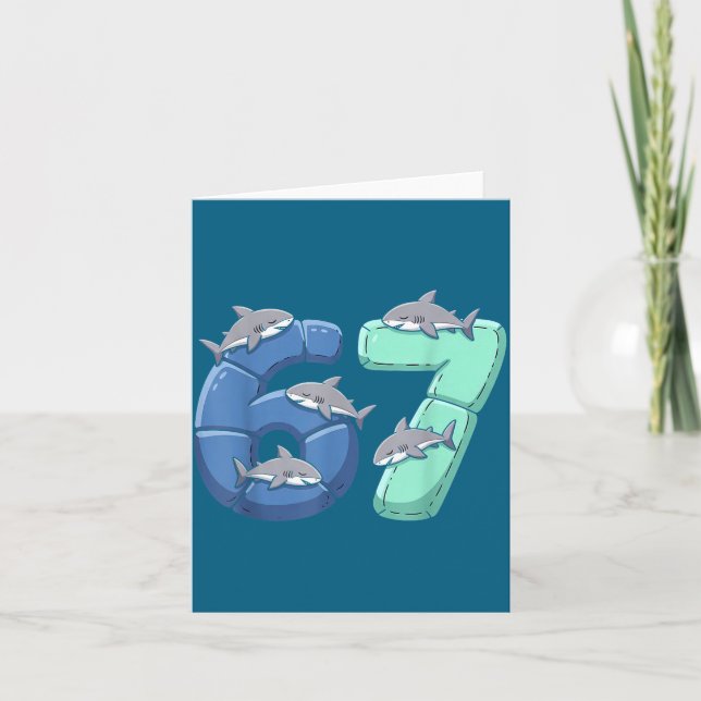 67 Animals Funny 67 Brainrot Youth Kids Shark 67  Karte (Vorderseite)