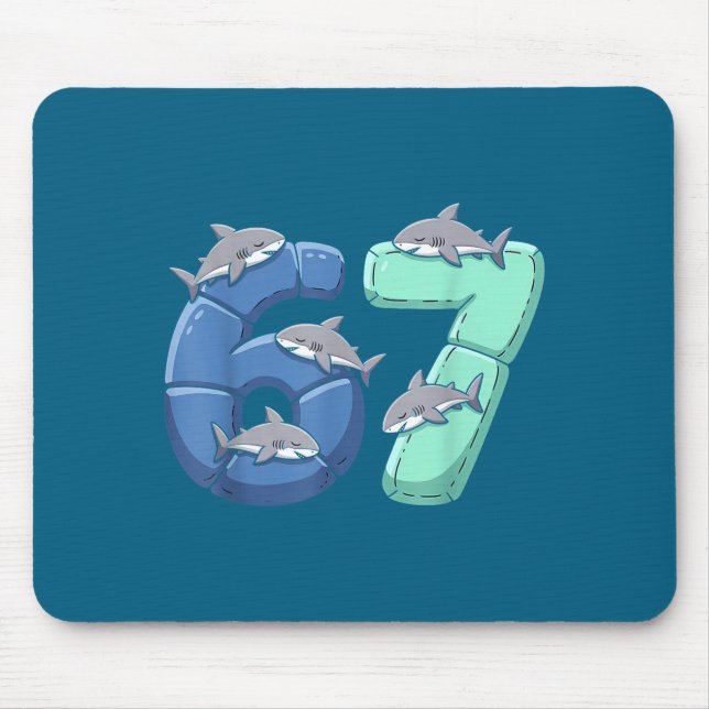 67 Animals Funny 67 Brainrot Youth Kids Shark 67  Mousepad (Vorne)