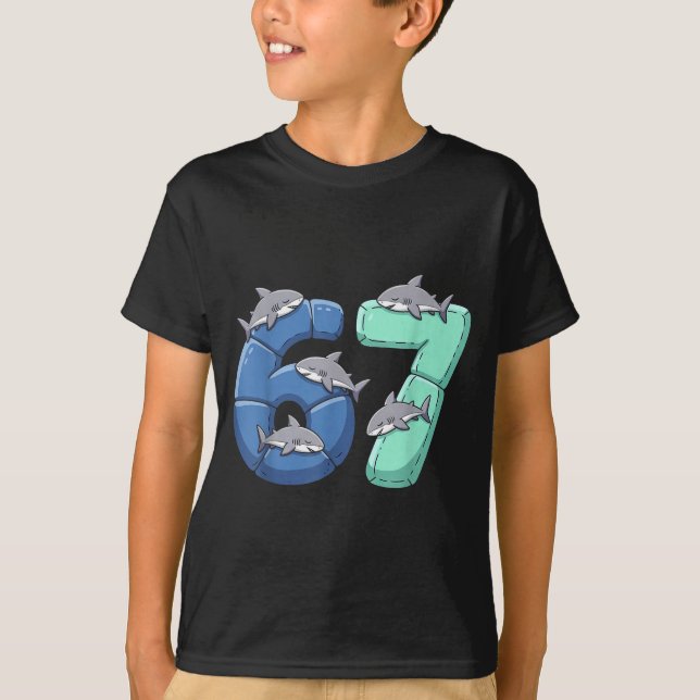 67 Animals Funny 67 Brainrot Youth Kids Shark 67  T-Shirt (Vorderseite)