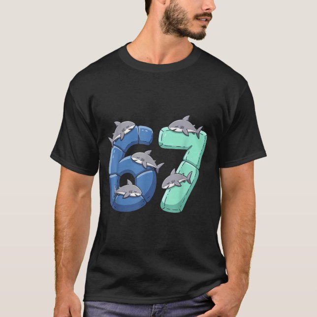 67 Animals Funny 67 Brainrot Youth Kids Shark 67  T-Shirt (Vorderseite)