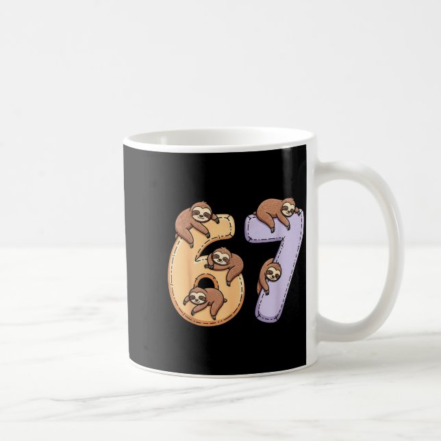67 Animals Funny 67 Brainrot Youth Kids Sloth 67  Kaffeetasse (Rechts)