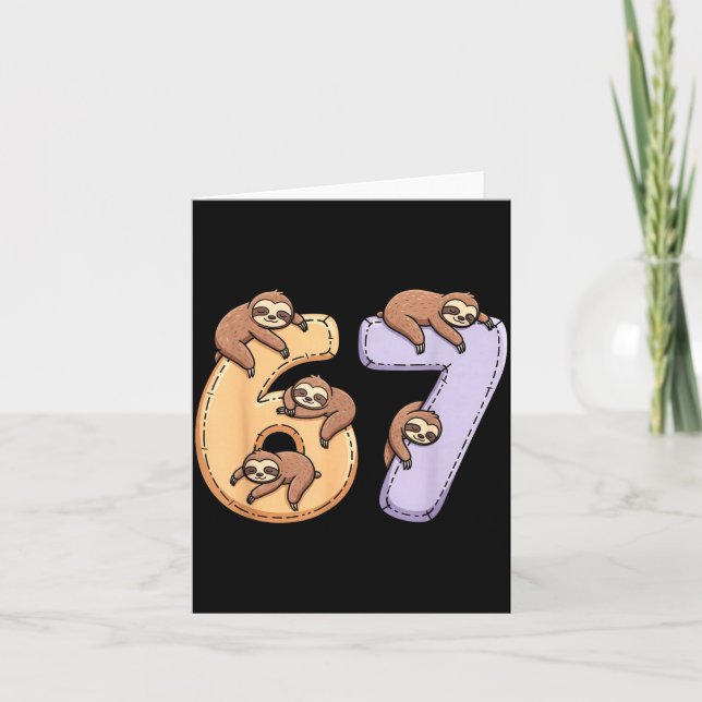 67 Animals Funny 67 Brainrot Youth Kids Sloth 67  Karte (Vorderseite)