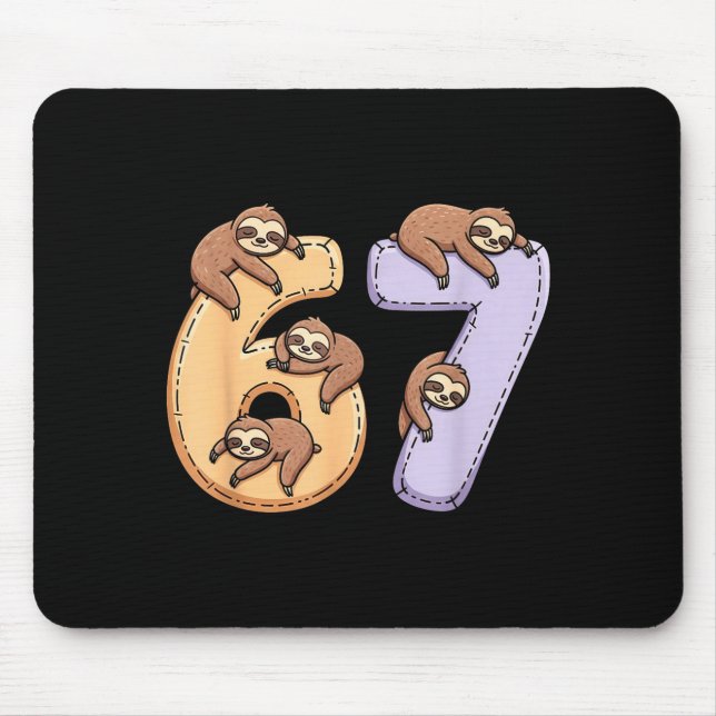 67 Animals Funny 67 Brainrot Youth Kids Sloth 67  Mousepad (Vorne)