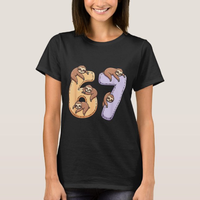67 Animals Funny 67 Brainrot Youth Kids Sloth 67  T-Shirt (Vorderseite)