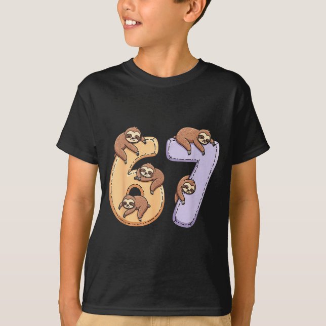 67 Animals Funny 67 Brainrot Youth Kids Sloth 67  T-Shirt (Vorderseite)