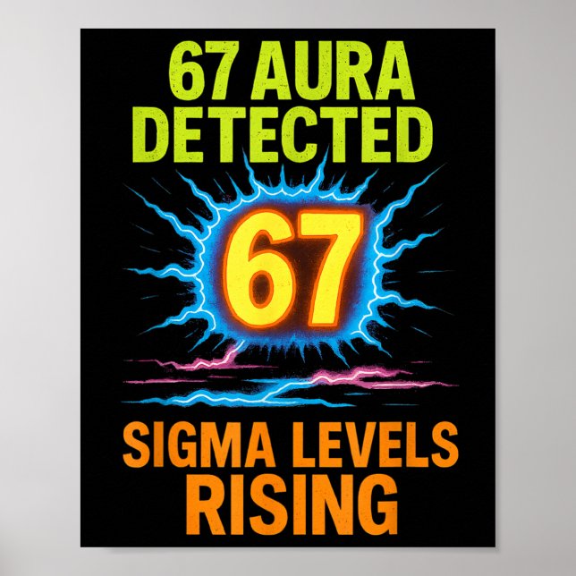 67 Aura Detected Sigma Levels Rising Six Seven Riz Poster (Vorne)