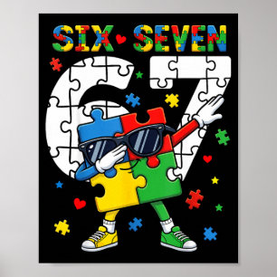 67 Autismus-Bewusstsein Puzzle Dabbing sechs siebe Poster