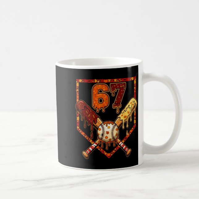 67 Baseball Drip Thanksgiving Six Seven Boys Teens Kaffeetasse (Rechts)