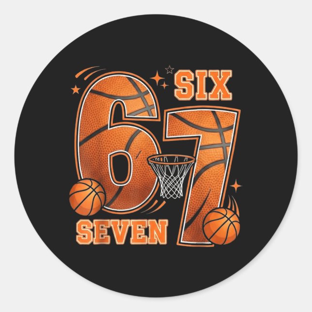 67 Baseball Geburtstag 6 7 Hoops Runder Aufkleber (Vorderseite)