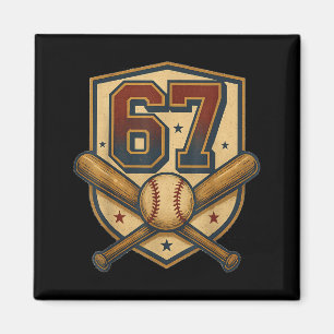67 Baseball-Meme Vintage Srts-Wappen Lustig Retro Magnet