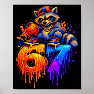 67 Baseball Waschbär Drip Kinder Jungen Jugend Mäd Poster