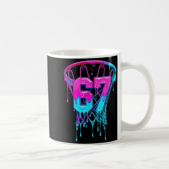 67 Basketball Drip Six Seven Funny  Kaffeetasse (Rechts)