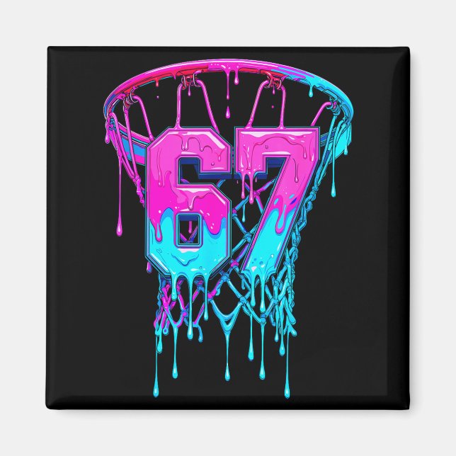 67 Basketball Drip Six Seven Funny  Magnet (Vorne)