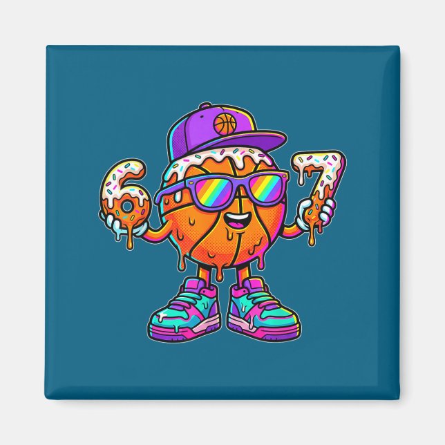 67 Basketball Drip Six Seven Funny Meme Gen Alpha  Magnet (Vorne)