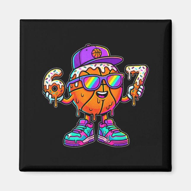 67 Basketball Drip Six Seven Funny Meme Gen Alpha  Magnet (Vorne)