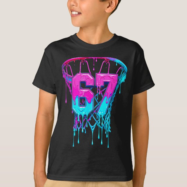 67 Basketball Drip Six Seven Funny  T-Shirt (Vorderseite)