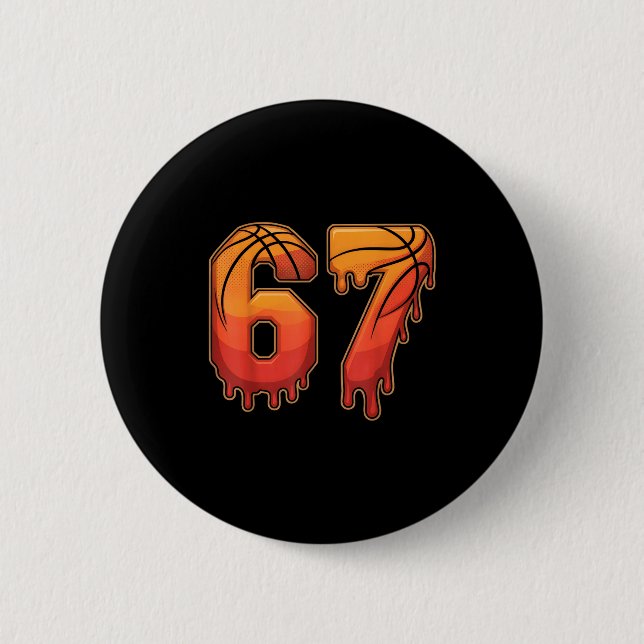 67 Basketball Gen Alpha Slang Kids Drip Six Seven  Button (Vorderseite)
