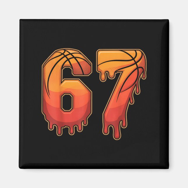 67 Basketball Gen Alpha Slang Kids Drip Six Seven  Magnet (Vorne)