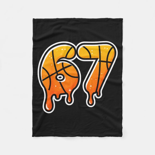 67 Basketball Halftone Meme Gen Alpha Slang Drip S Fleecedecke (Vorderseite)