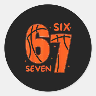 67 Basketball Six Seven 6 7 Meme 6 Runder Aufkleber