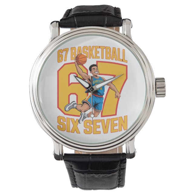 67 Basketball Six Seven Meme Armbanduhr (Vorderseite)