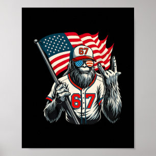 67 Bigfoot Meme Funny Six Seven Gen Alpha Slang Poster