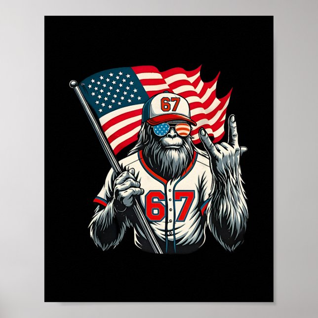 67 Bigfoot Meme Funny Six Seven Gen Alpha Slang Poster (Vorne)