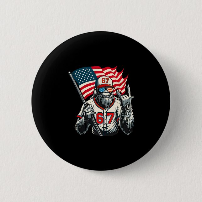 67 Bigfoot Meme Lustig Six Seven Gen Alpha Slang  Button (Vorderseite)