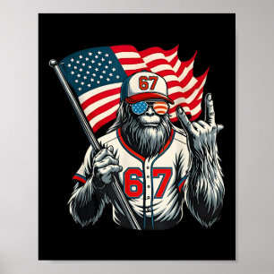67 Bigfoot Meme Lustig Six Seven Gen Alpha Slang  Poster