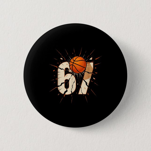 67 Brainrot Youth Basketball Drip - Funny Kids 67  Button (Vorderseite)