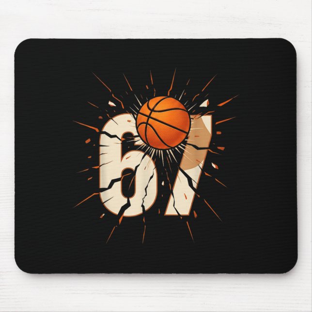 67 Brainrot Youth Basketball Drip - Funny Kids 67  Mousepad (Vorne)