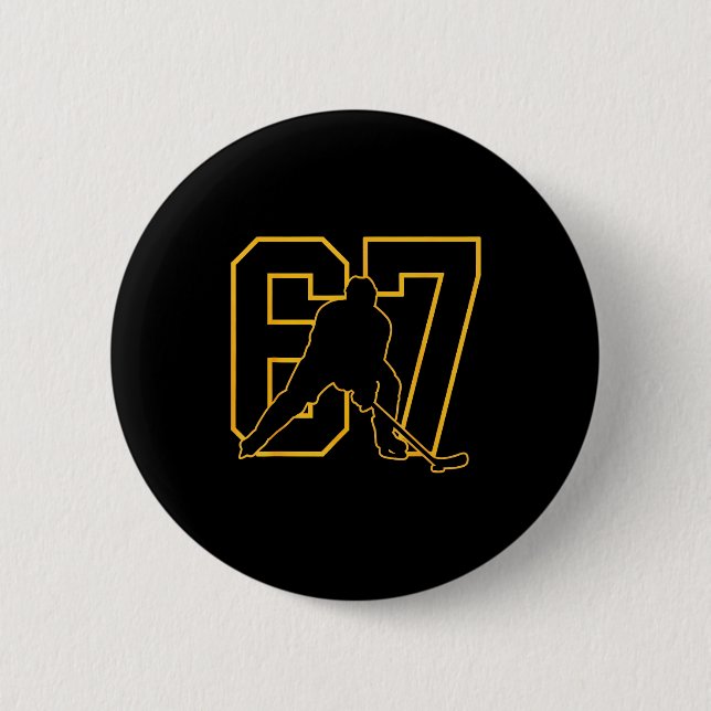 67 Brainrot Youth Ice Hockey Drip - Funny Kids 67  Button (Vorderseite)