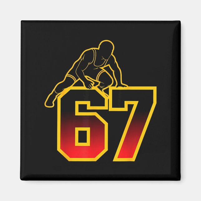 67 Brainrot Youth Wrestling Drip - Funny Kids 67  Magnet (Vorne)