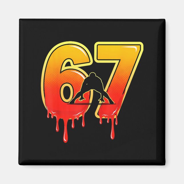 67 Brainrot Youth Wrestling Drip - Funny Kids 67  Magnet (Vorne)