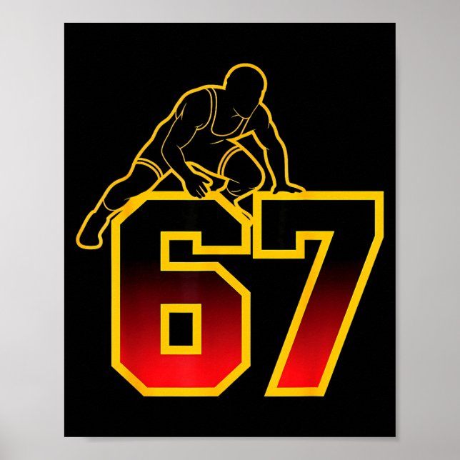 67 Brainrot Youth Wrestling Drip - Funny Kids 67  Poster (Vorne)