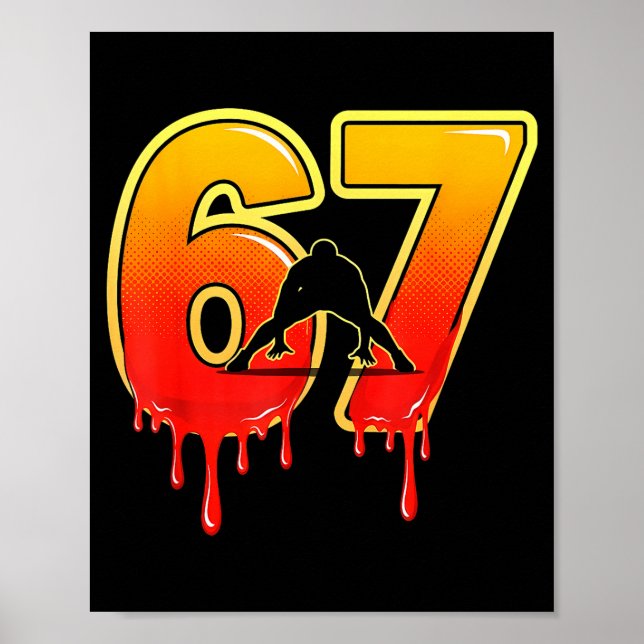 67 Brainrot Youth Wrestling Drip - Funny Kids 67  Poster (Vorne)