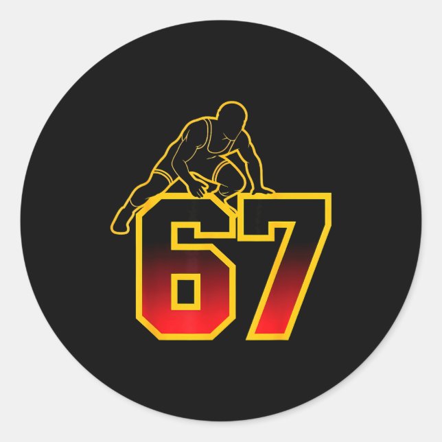 67 Brainrot Youth Wrestling Drip - Funny Kids 67  Runder Aufkleber (Vorderseite)