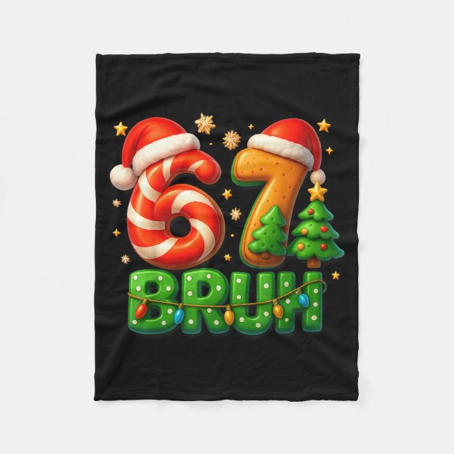 67 Bruh Christmas Candy Cane Gingerbread Design Xm Fleecedecke (Vorderseite)