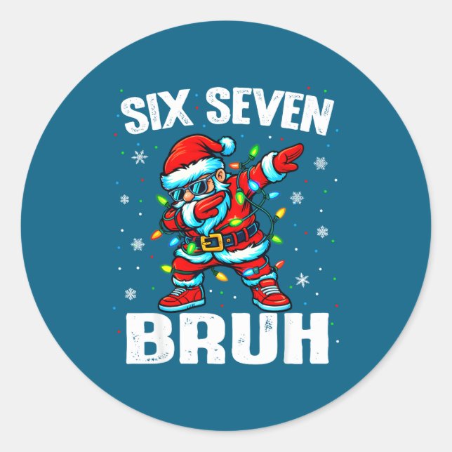 67 Bruh Christmas Six Seven Meme Dab Santa  Runder Aufkleber (Vorderseite)