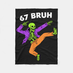 67 Bruh Halloween Dabbing Skelett Meme 6 7 Zahl Fleecedecke