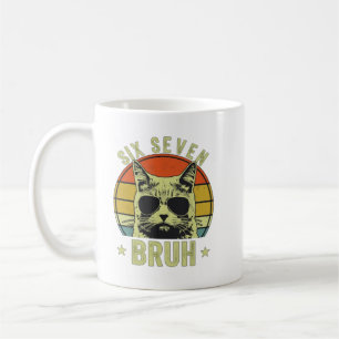 67 Bruh Katzen Meme Sechs Sieben 6 7 Kinder Jungen Kaffeetasse