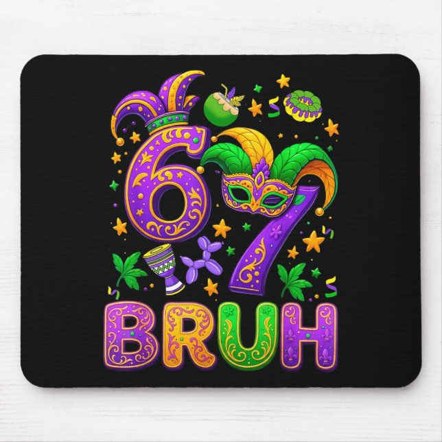 67 Bruh Mardi Gras Jester Mask New Orleans  Mousepad (Vorne)