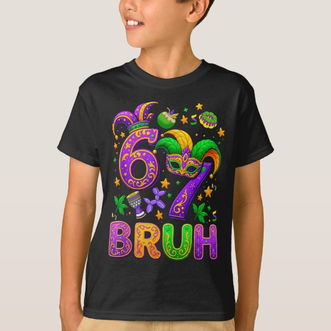 67 Bruh Mardi Gras Jester Mask New Orleans  T-Shirt (Vorderseite)